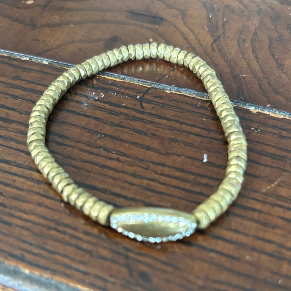 Silpada Gold Beaded Stretch Bracelet with Pavé Oval Accent